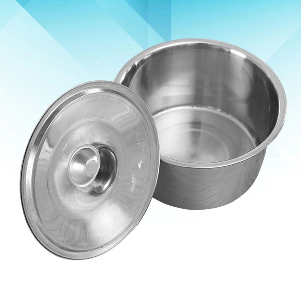 Stainless Steel Condiment Basin Seasoning Cylinde Non-magnetic Stainless Steel Dish with Cover (Silver 19.7x19.7x9.5)