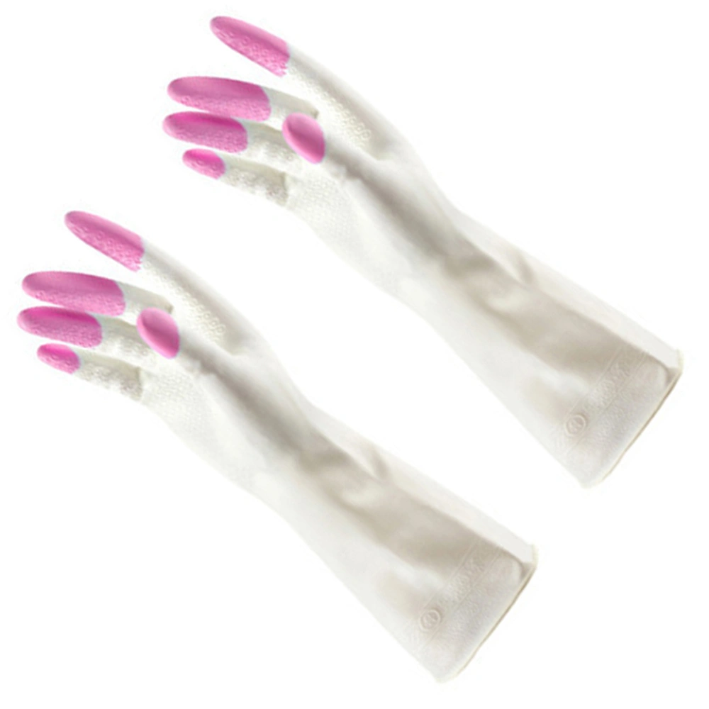 3 Pair Kitchen Rubber Cleaning Gloves Reusable Household Anti-skid Waterproof Oilproof Dishwashing Latex Gloves Size