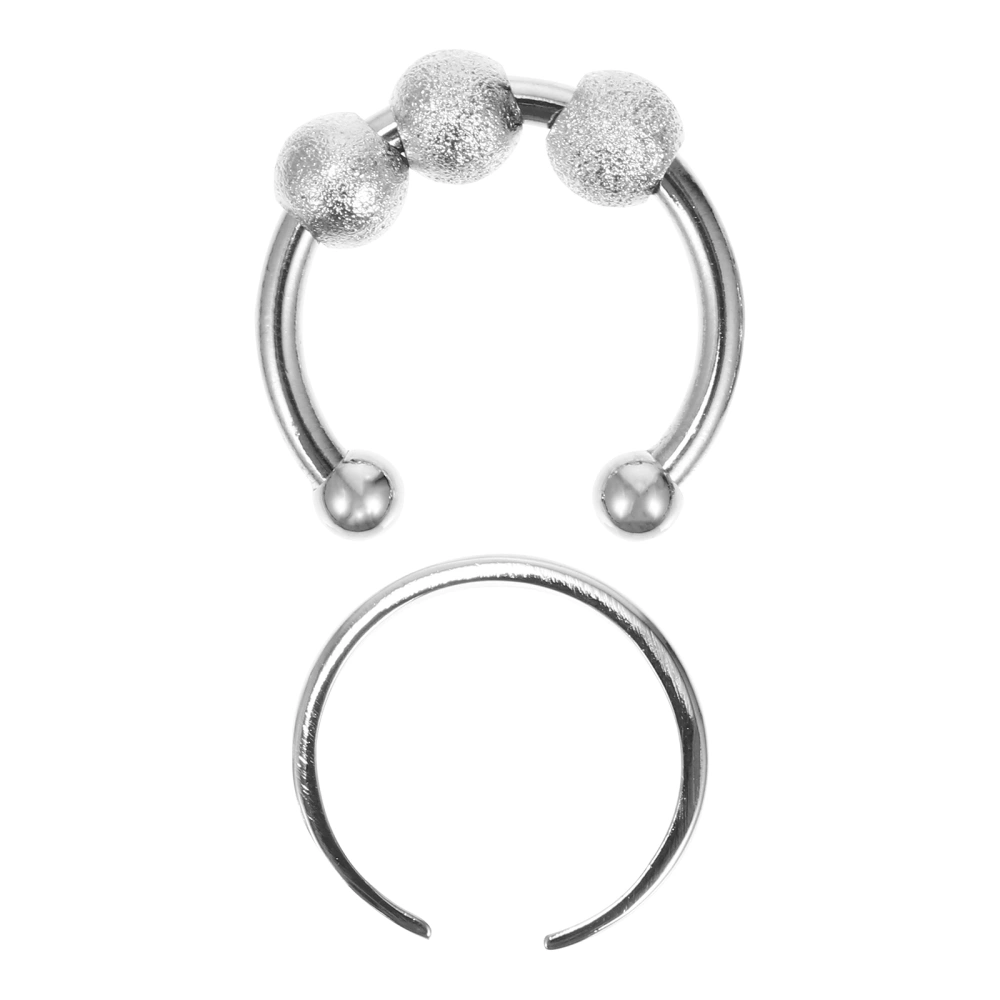 2Pcs Ease Anxiety Rings Rotating Rings with Beads Anxiety Relief Jewelries