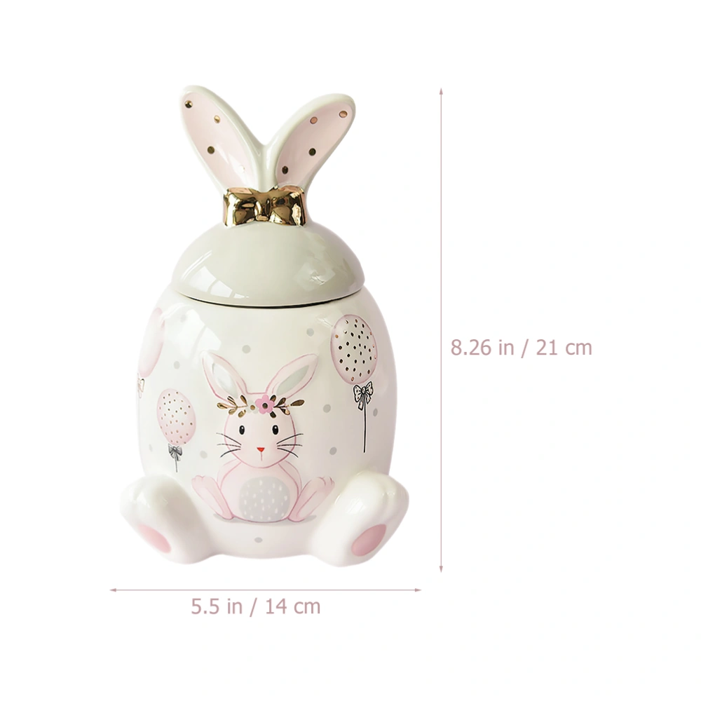 Bunny Shape Storage Container Ceramic Jar Container With Lid for Cookies Candy 1000ml