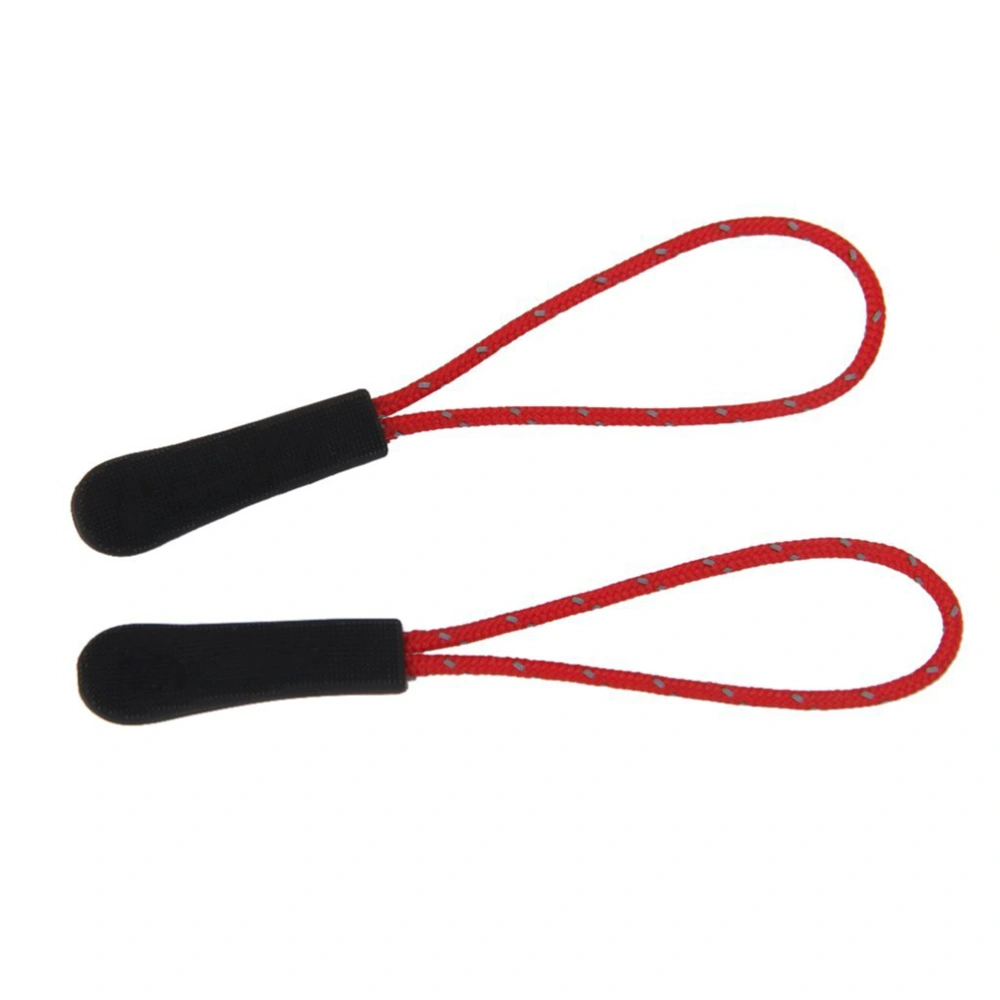 10pcs Zip Tags Cord Pulls Zipper Extension Zip Slider Replacement (Reflective Red)