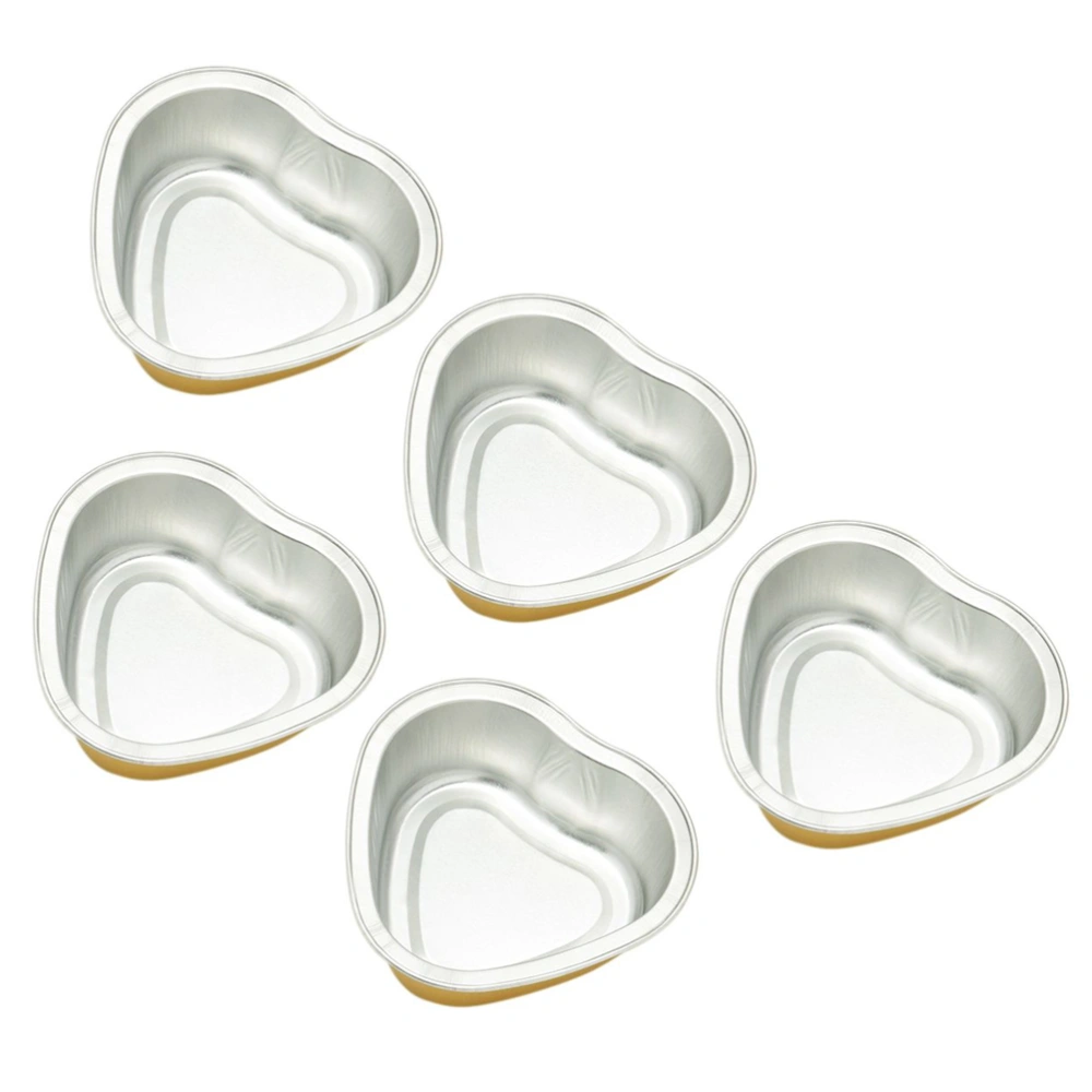 5PCS Melting Wax Bowl Heart Shape Metal Hair Removal Bean Depilatory Cream Bowls (Golden)