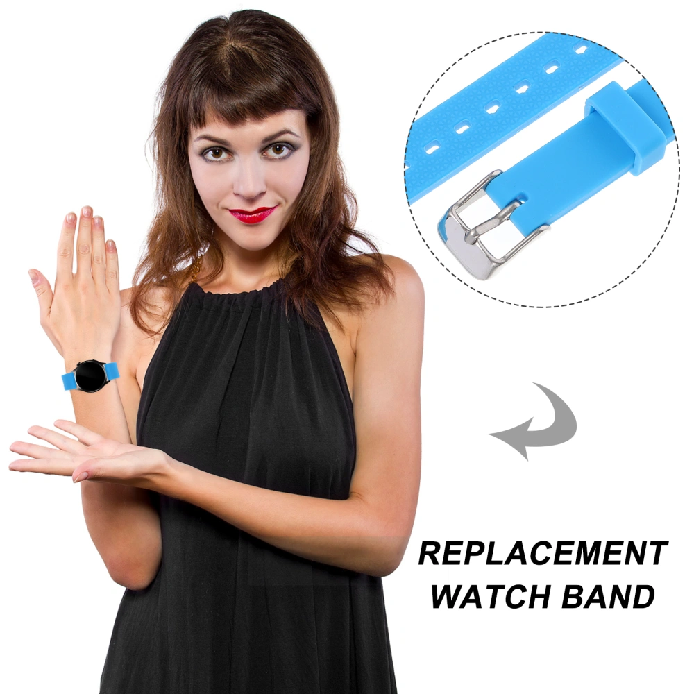 12mm Universal Silicone Watch Band Waterproof Replacement Wristband Fashion Sports Strap (Blue)