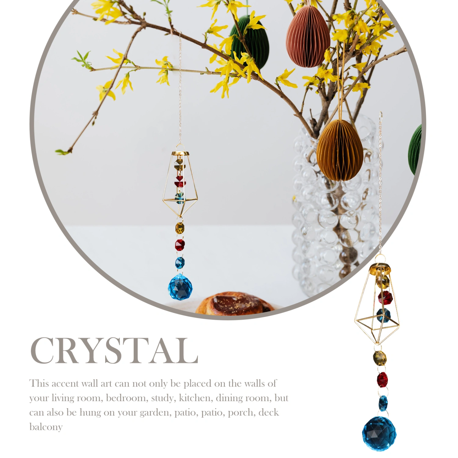 Crystal Hanging Pendant Outdoor Ornament Garden Sun Catcher Pendant Festival Decor