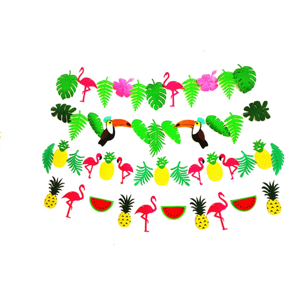 3 Meters Party Banner Long Felt Selva Flamingo Greenery Tropical Plant Banners Buntings Garlands for Decorations