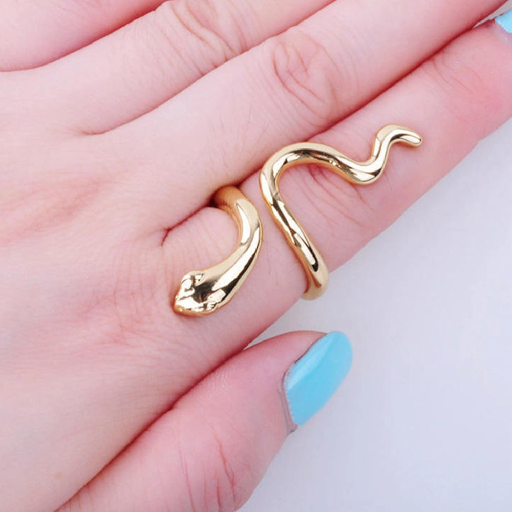 2pcs Exaggerated Personality Snake Shaped Ring Creative Female Finger Ring