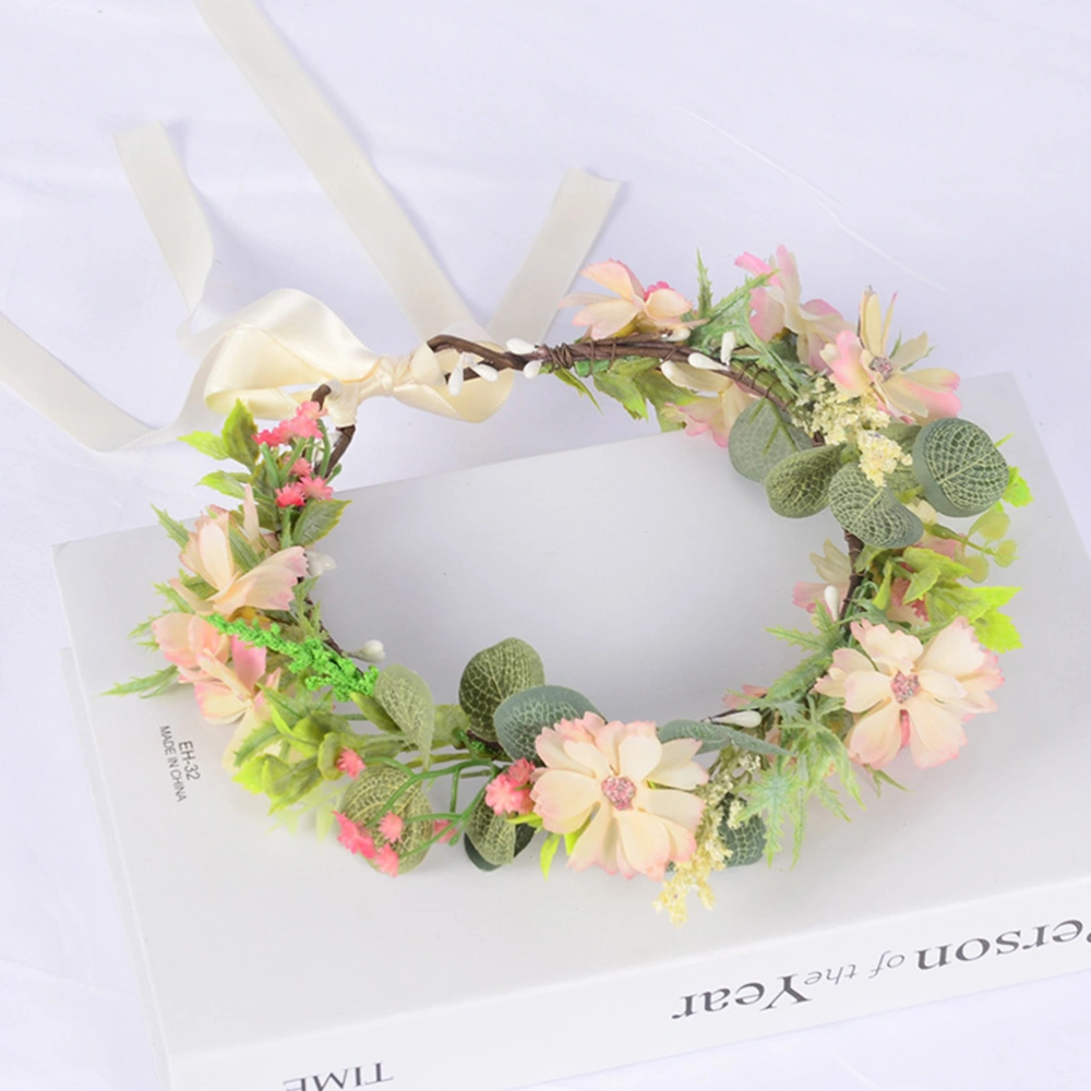 Floral Hair Wreath Wedding Bride Headband Elegant Flower Head Garland Headdress