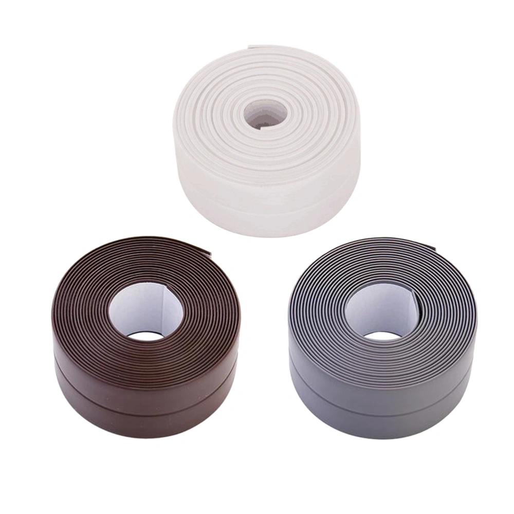 3pcs Waterproof Mildewproof Tape Seam Seal Toilet Bathtub Gap Corner Line Stick Tape for Kitchen Bathroom (Wide Type White and Coffee and Grey)