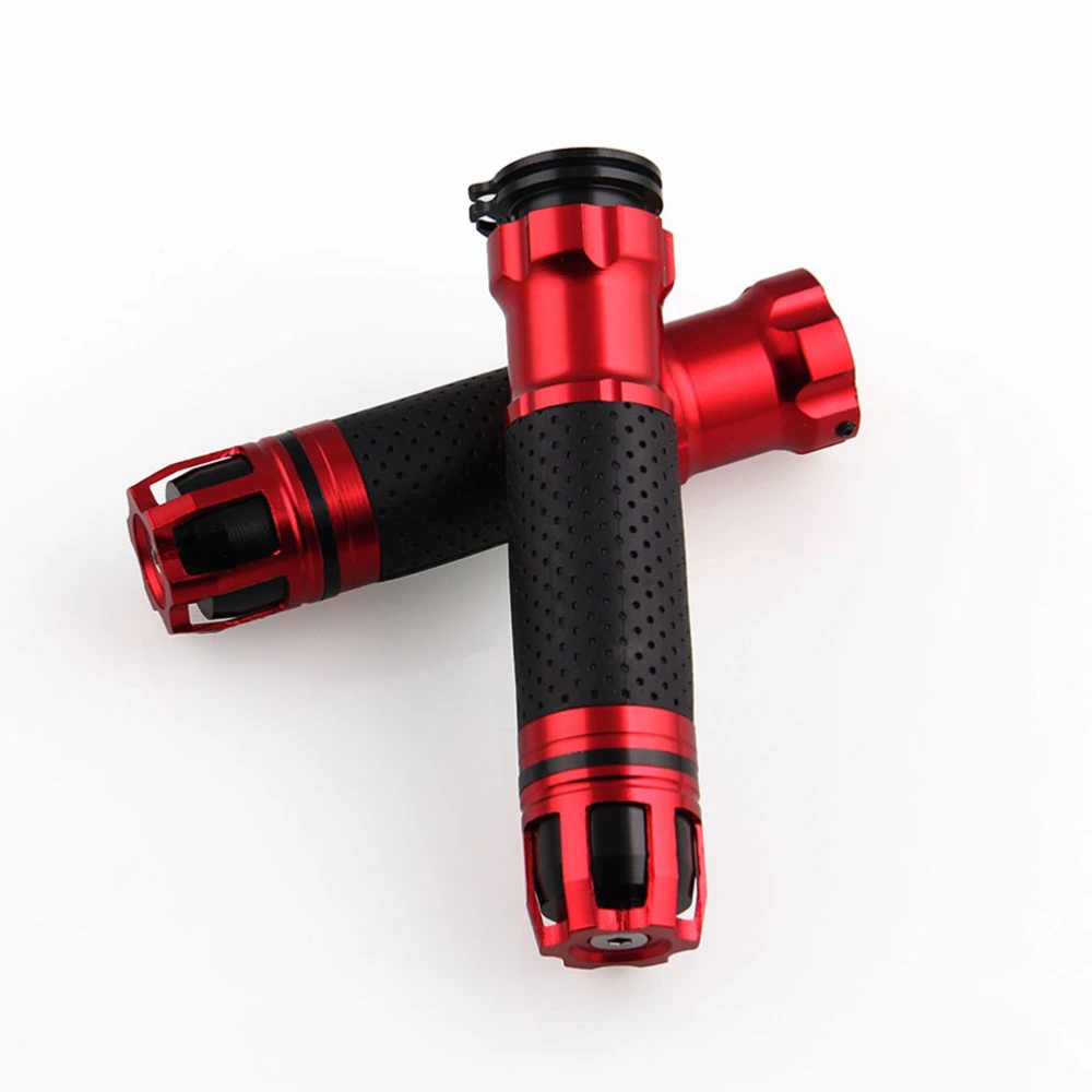 1 Pair 22mm 7/8 Inch Motorcycle Hand Grip Aluminium Throttle Turn Grip Motorcycle Modification Anti-slip Quick Handlebar (Red)