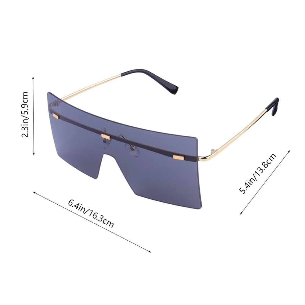 Fashion Europe And America Style Square Large Rimless Frame One-piece Sunglasses