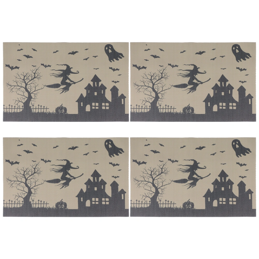 4pcs Halloween Washable Placemat PVC Tableware Pads Party Table Mat Witcher Pattern