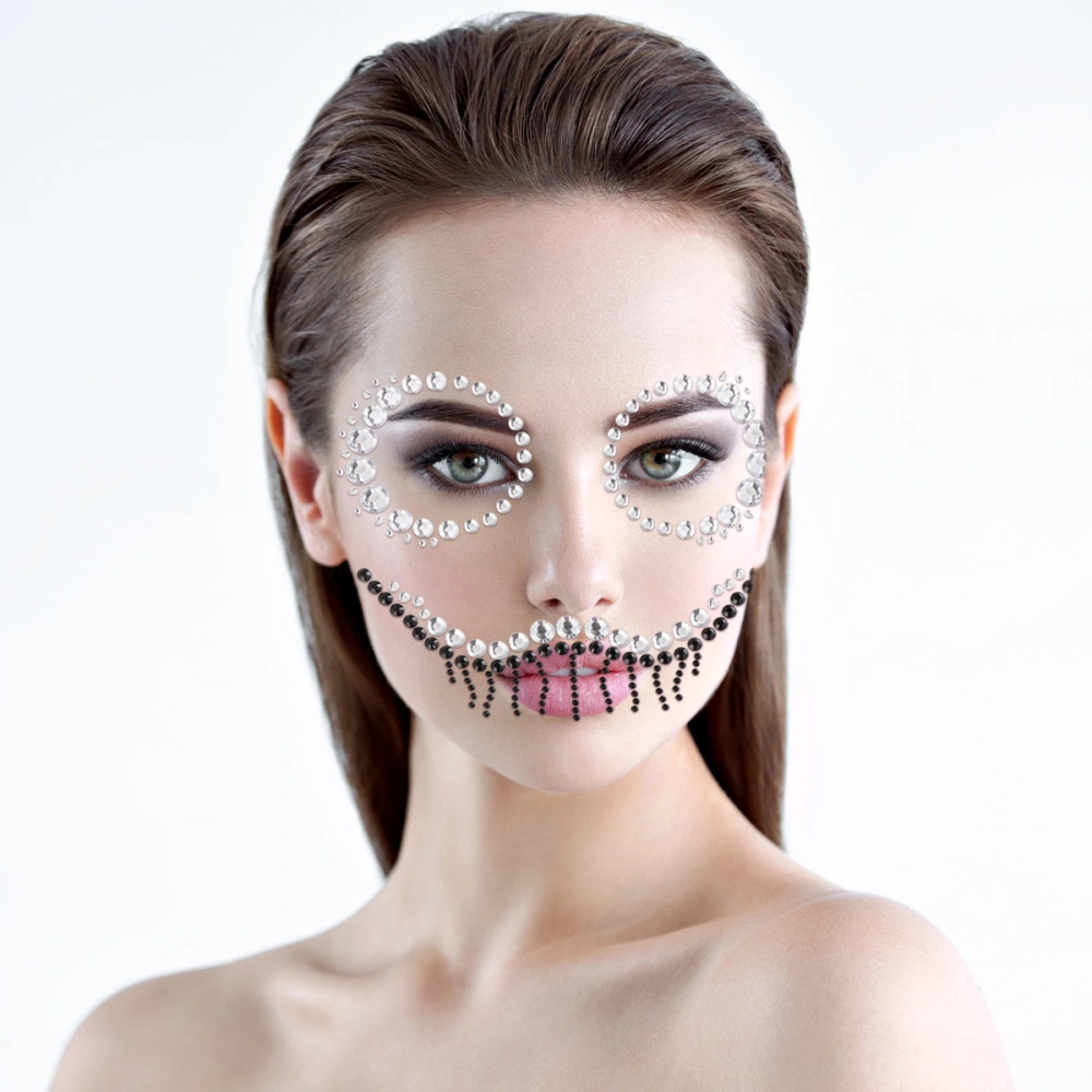 6Pcs Halloween Facial Sticker Horrible Acrylic Rhinestone Art Makeup Accessories