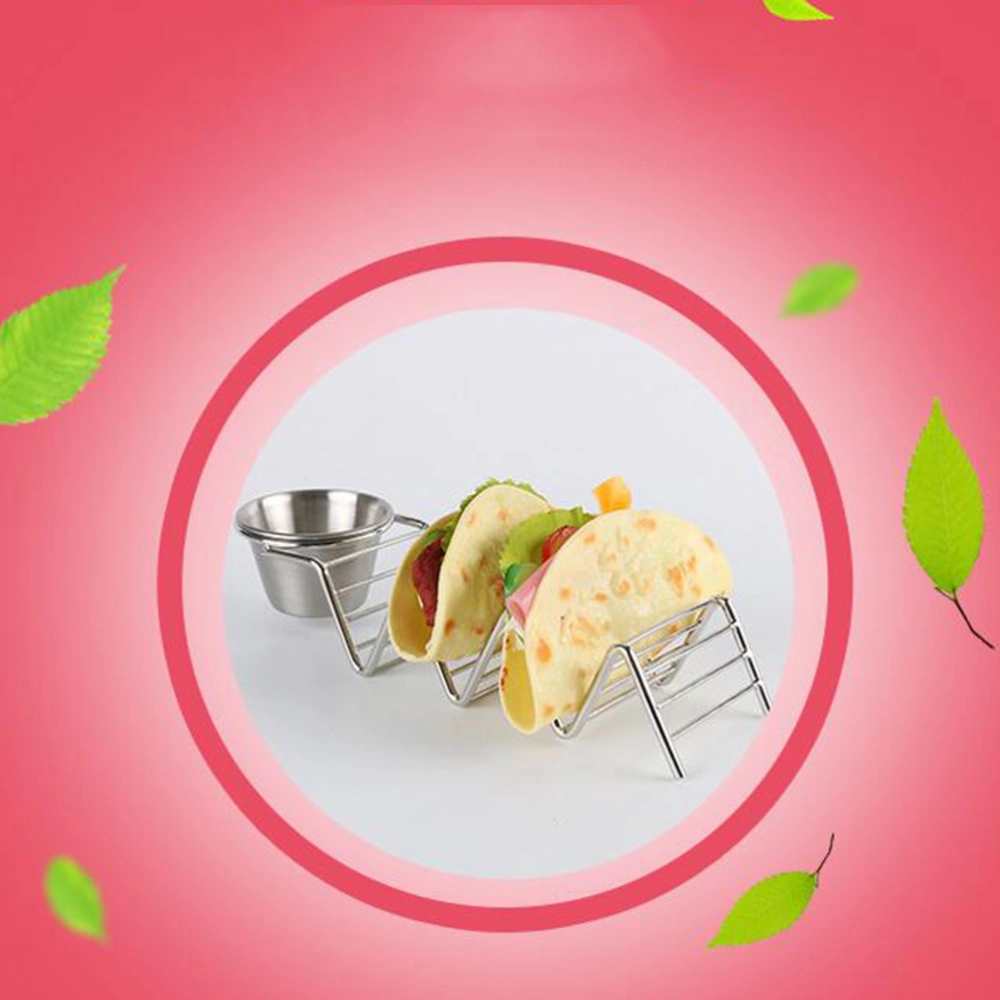 Taco Holder 304 Stainless Steel Mexican Pancake Rack Tray Taco Rack for 3 or Hard Taco Shells