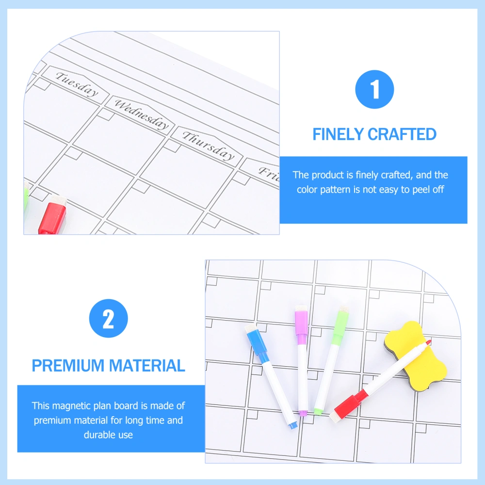 1 Set of Magnetic Calendar Whiteboard for Refrigerator Kitchen Schedule Board Sticker