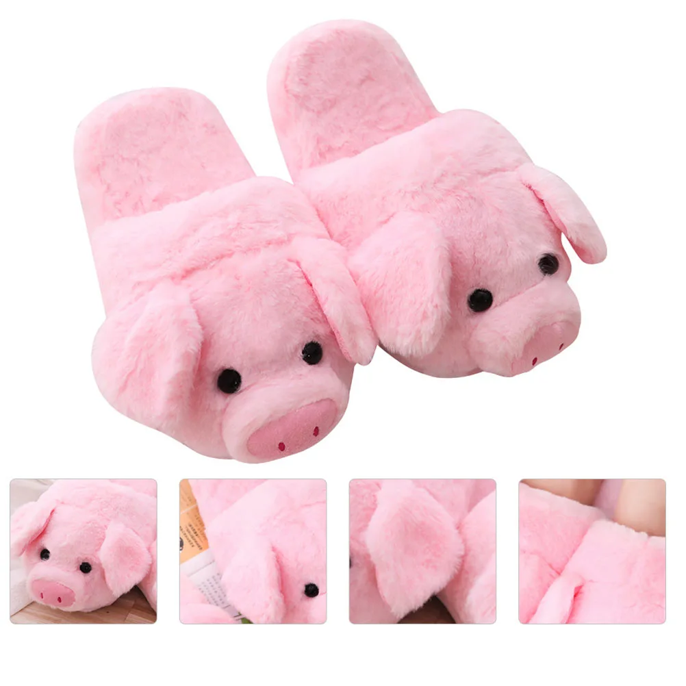 1 Pair Winter Adorable Plush Slippers Indoor Warm Slippers Non-skid Slippers