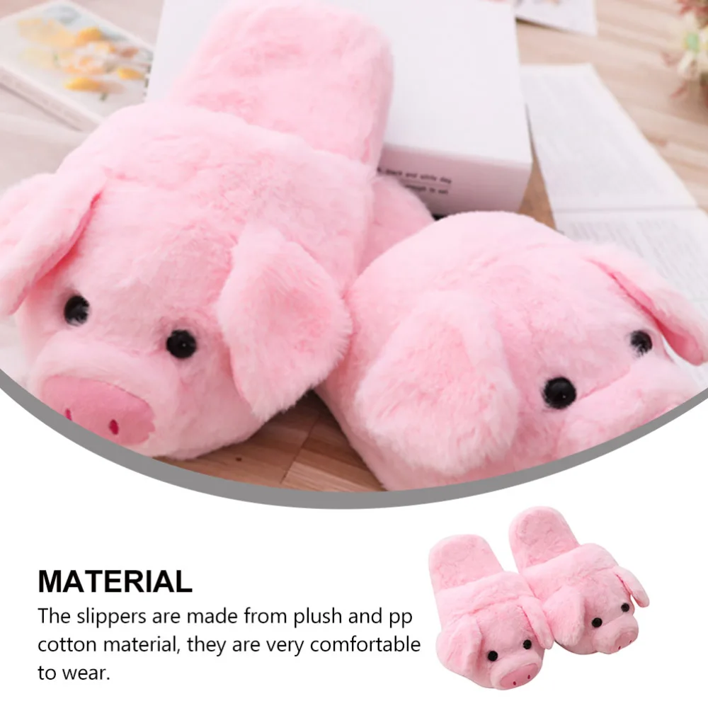 1 Pair Winter Adorable Plush Slippers Indoor Warm Slippers Non-skid Slippers