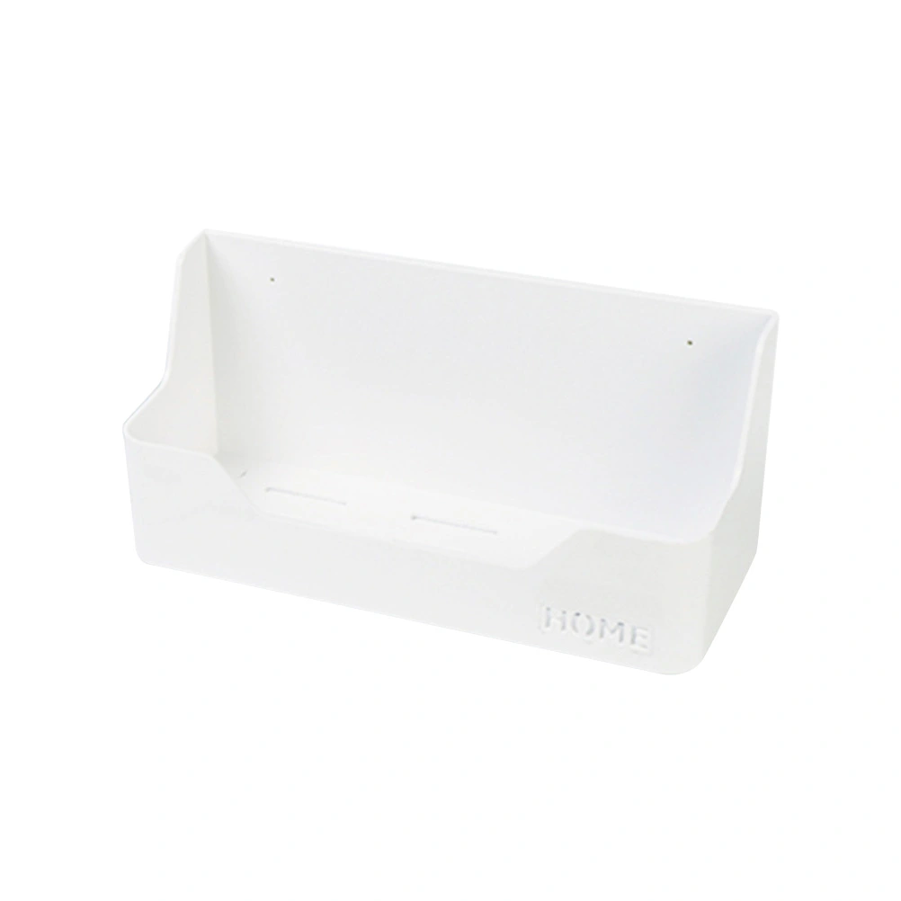Self Adhesive Storage Caddy Plastic Bedside Shelf Wall Mounted Organizer for Home Office Dorm (White)