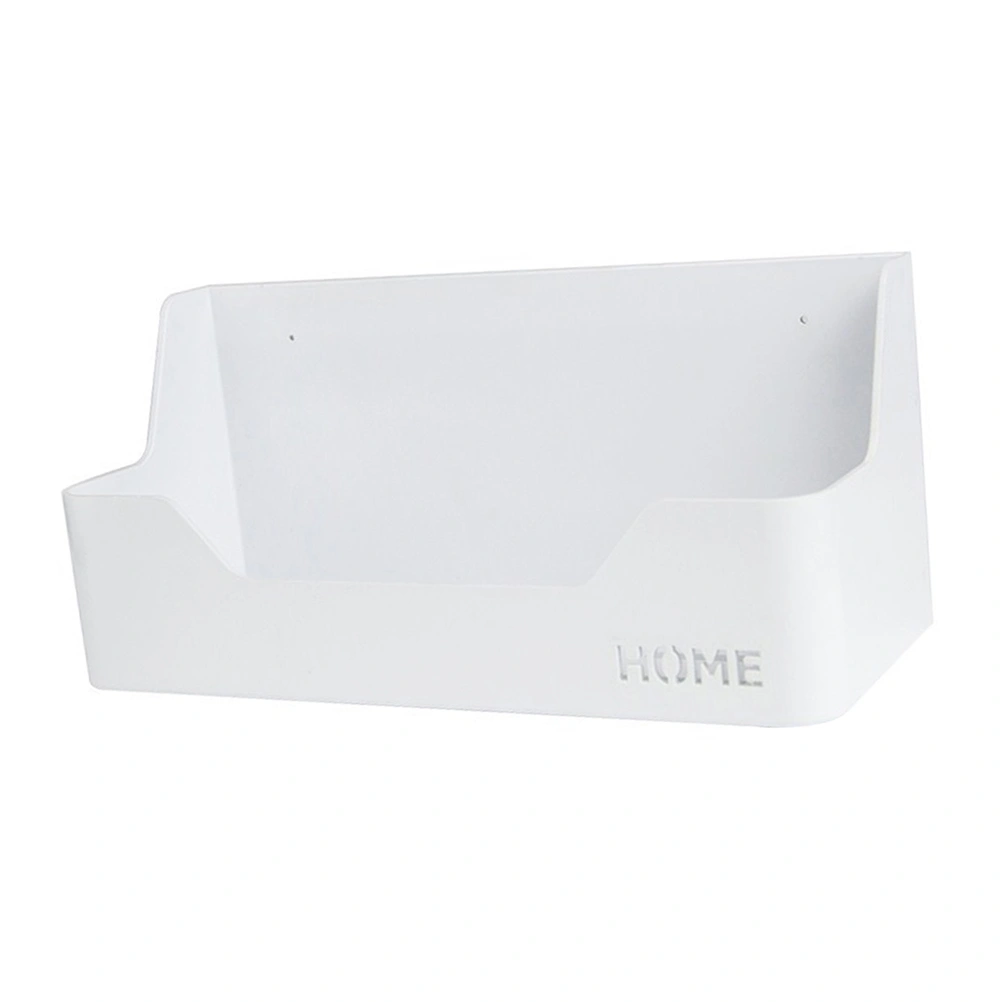 Self Adhesive Storage Caddy Plastic Bedside Shelf Wall Mounted Organizer for Home Office Dorm (White)