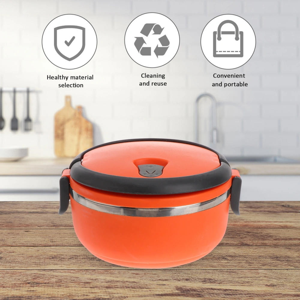 One Tier Stainless Steel Thermal Insulated Lunch Box Lock Container Food Storage Boxes (Orange)