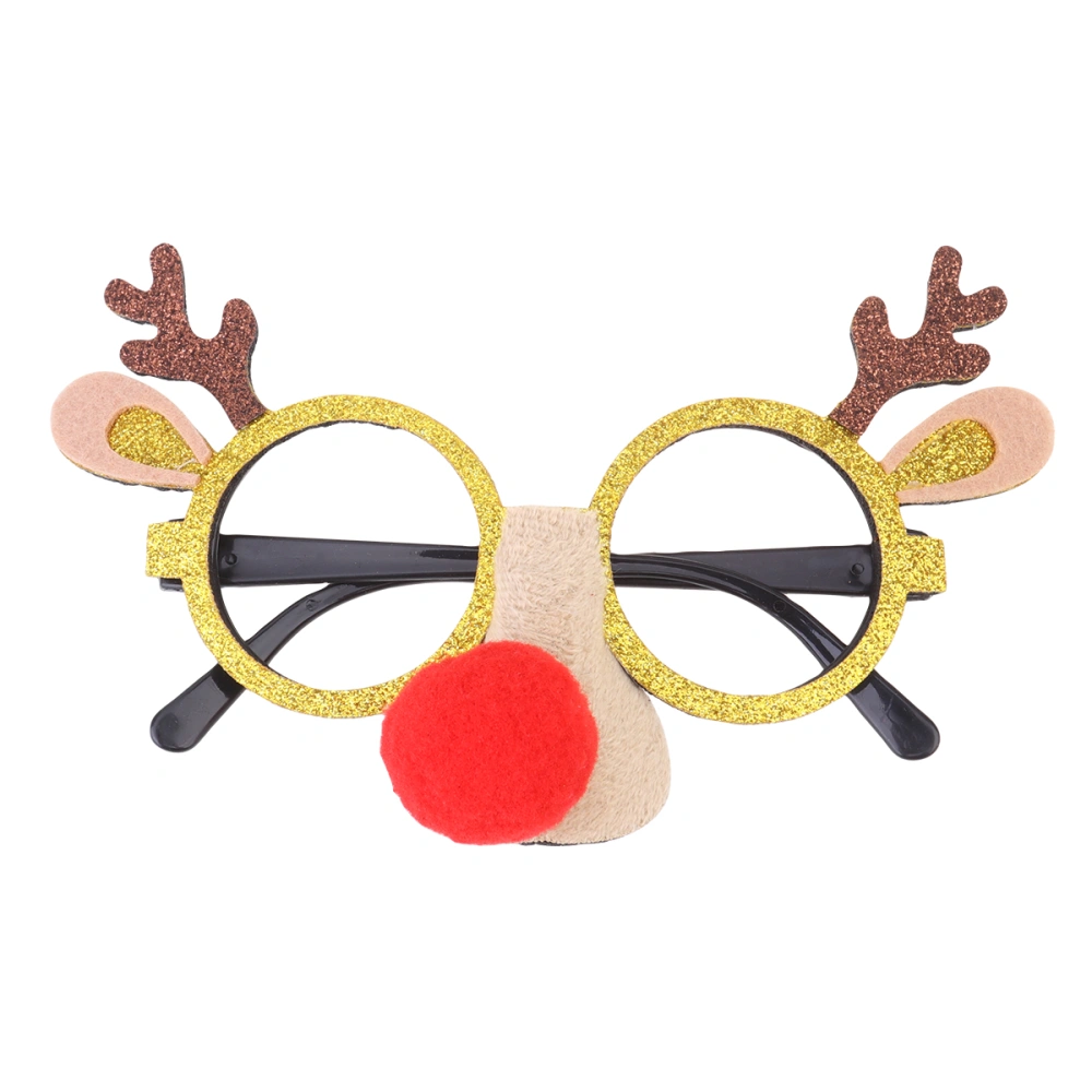 1pc Christmas Antler Glasses Adorable Party Glasses Festive Eyeglass Frame Photo Props for Kids Children Golden