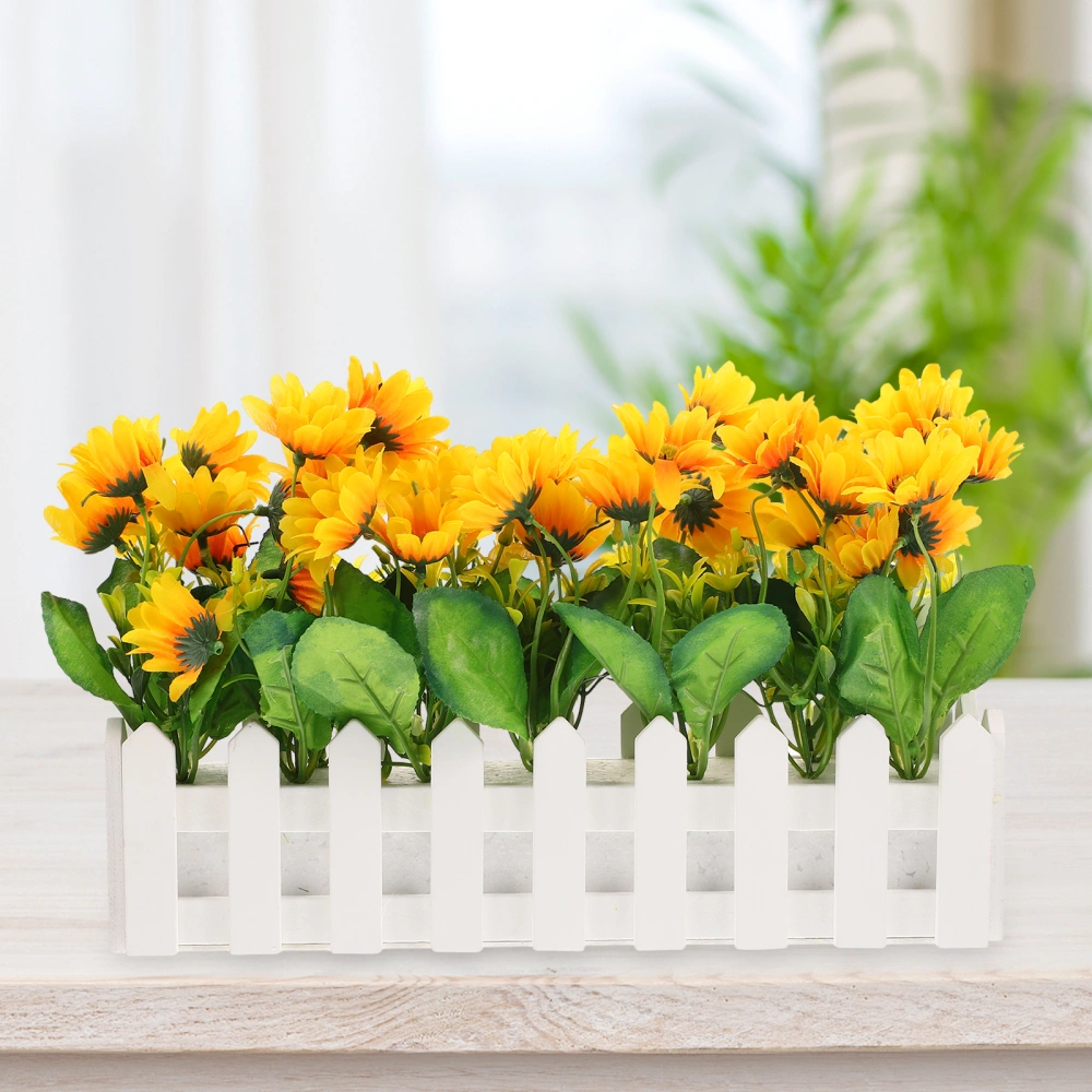 Artificial Flower Plant With Fence Pot Classroom Corner Layout Fake Sunflower