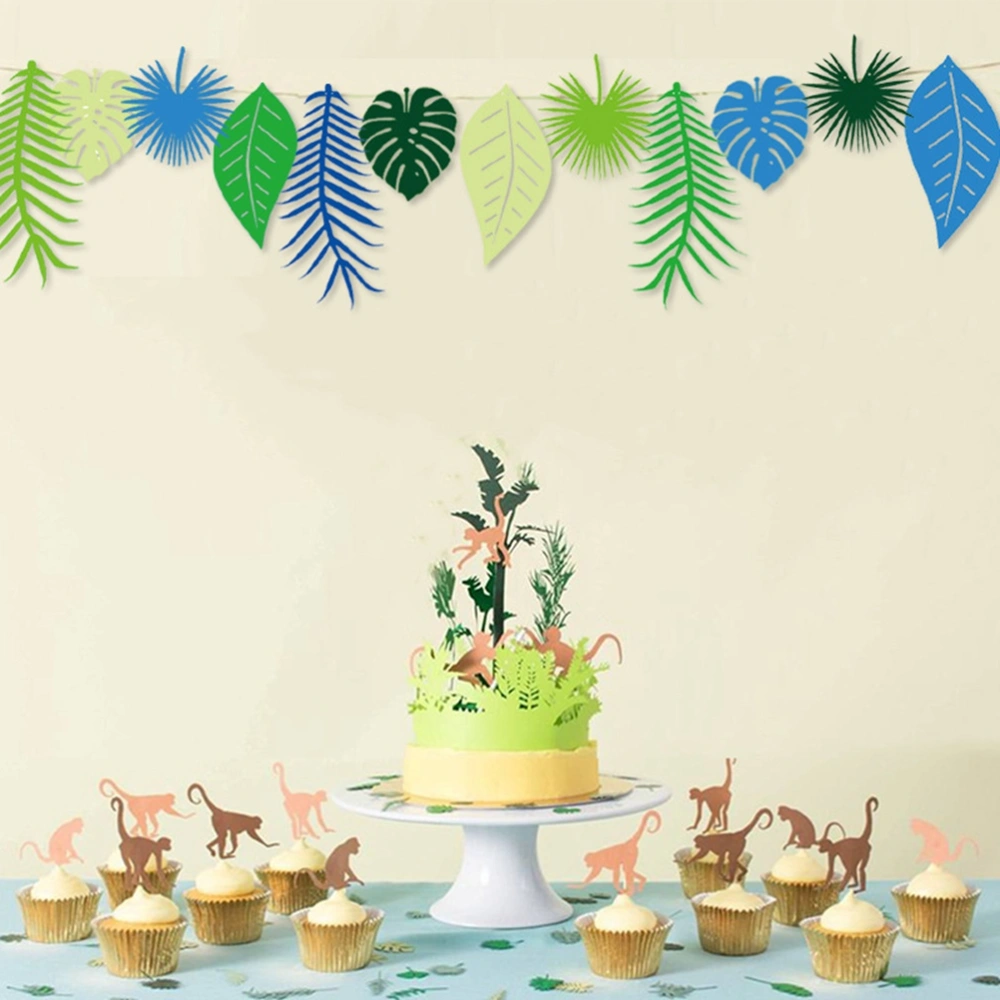 Leaves Banner Tropical Theme Banner Photograpy Props Party Decorations Beach Supplies Bunting Flags (Small)