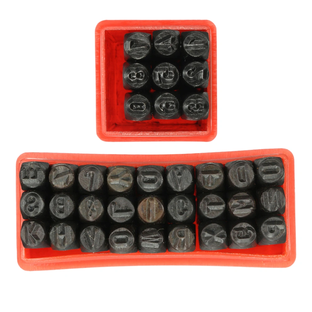 36pcs 2.5mm Stamps Letters Alphabet Numbers Punch Set Wood Leather Steel Punch Tool Leather Craft Stamp (27 Letters and 9 Numbers)