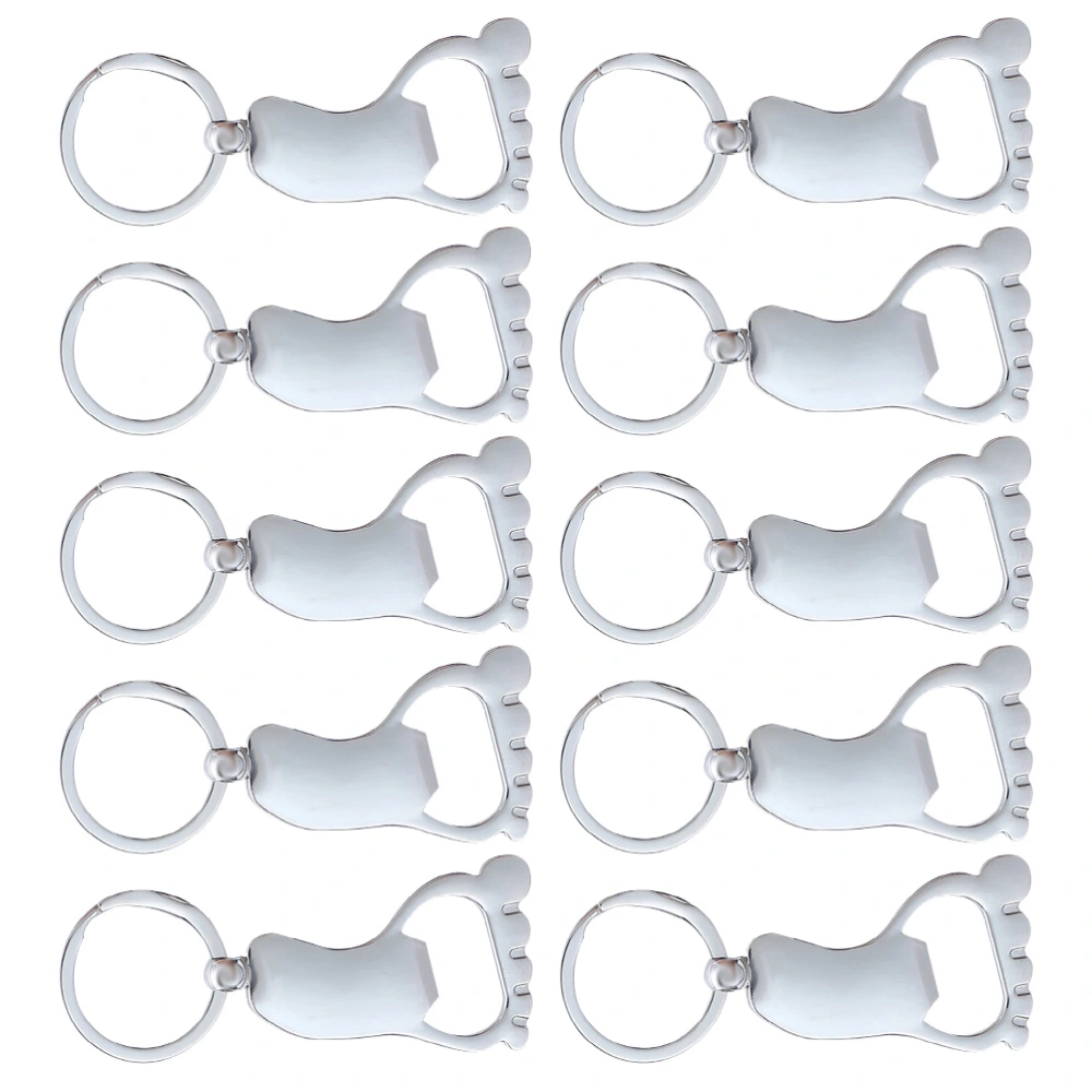 10Pcs Decorative Key Chains Foot-shaped Beer Openers Wear-resistant Keychains Home Accessory