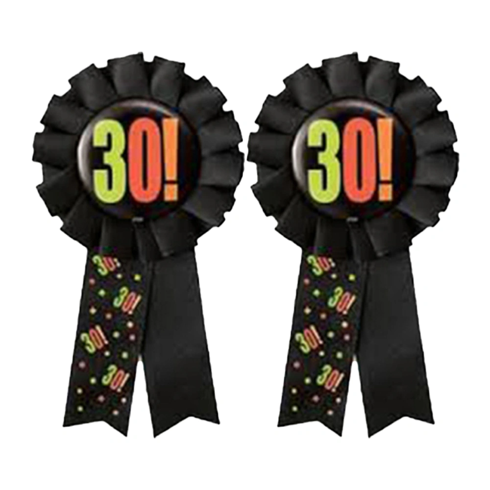 2PCS Birthday Party Badge Corsages Number Pattern Corsages Creative Novelty Brooches Creative Birthday Party Decorative Supplies Number 30 Style