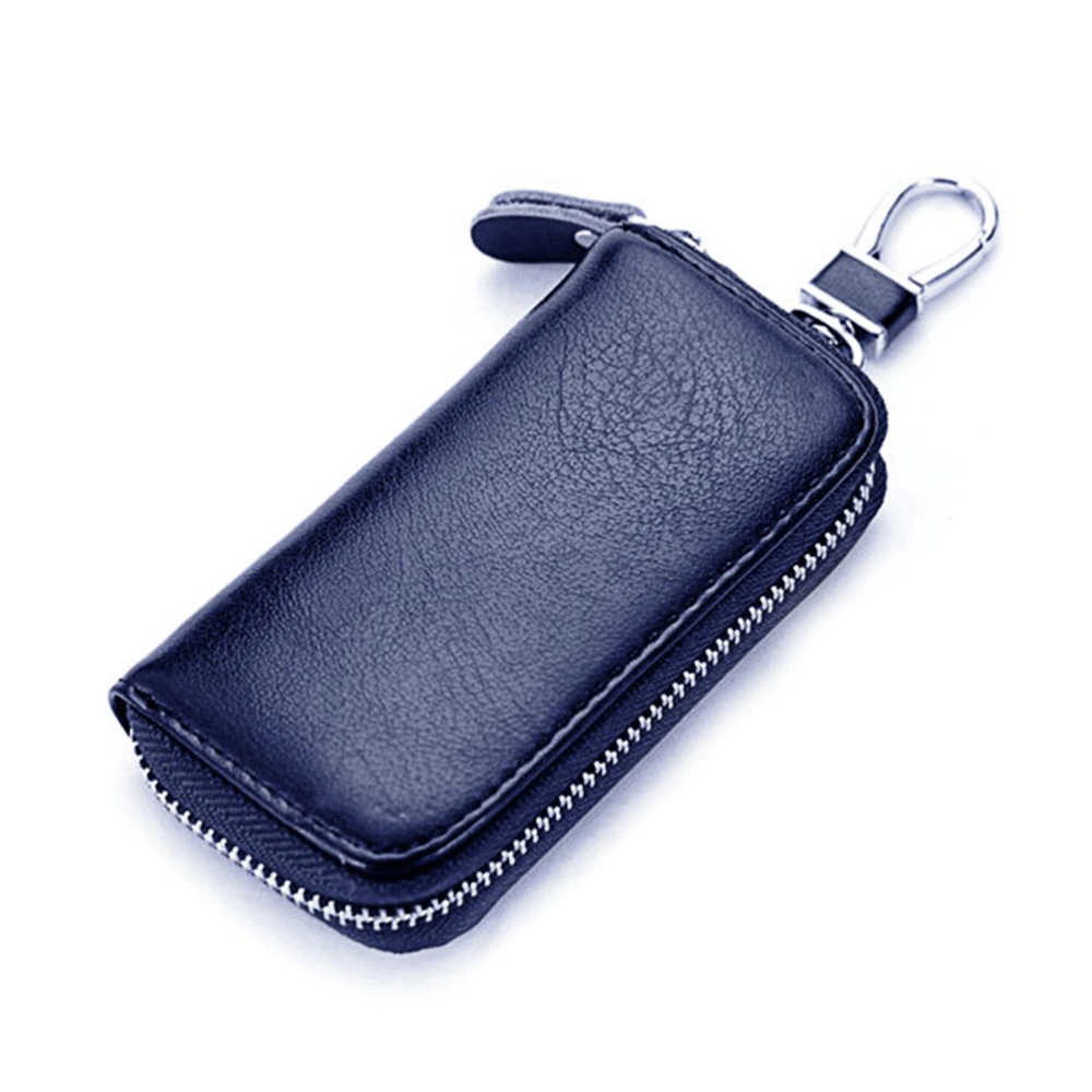 Multi-function Zipper Closure Style Leather Universal Car Key Case Wallet Bag (Blue)