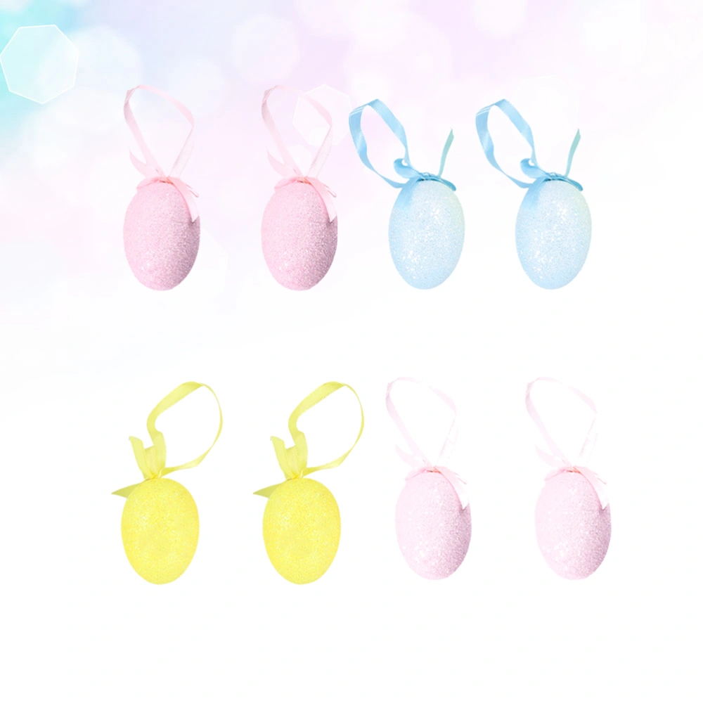 8pcs Colorful Easter Egg Hanging Pendant Glitter Egg Pendant Creative Hanging Egg Party Supplies Egg Ornaments DIY Crafts