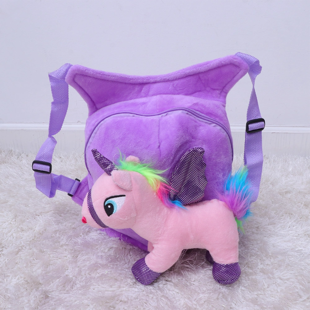 Kids Unicorn Backpack Cartoon Plush Unicorn School Bag Baby Kids Backpack Portable Lightweight Girls Bookbag (Purple)