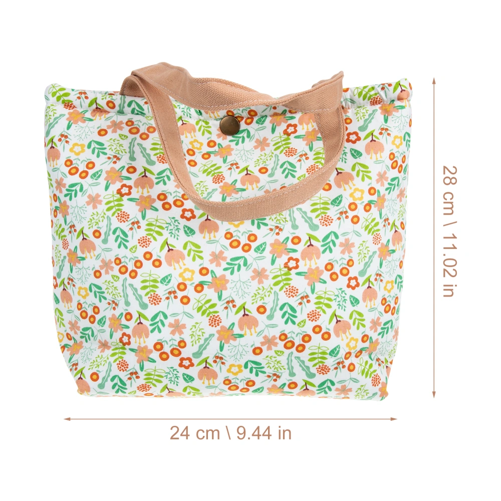 Flower Lunch Bag Retro Flower Bento Bag Handheld Mommy Bag Portable Lunch-Box Bag