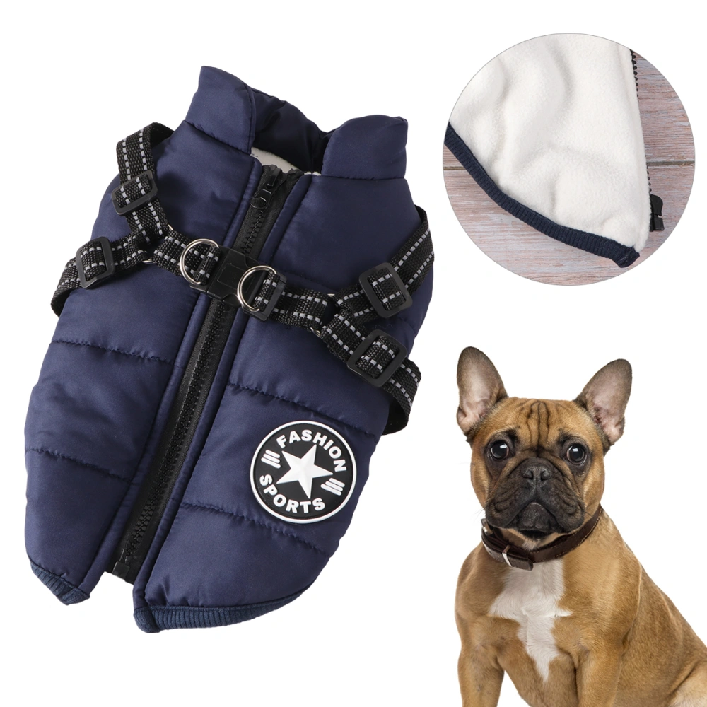 Fashion Dog Winter Coat Pet Warm Clothes Pet Cotton Vest Pet Supplies (Purplish Blue, Size XL)