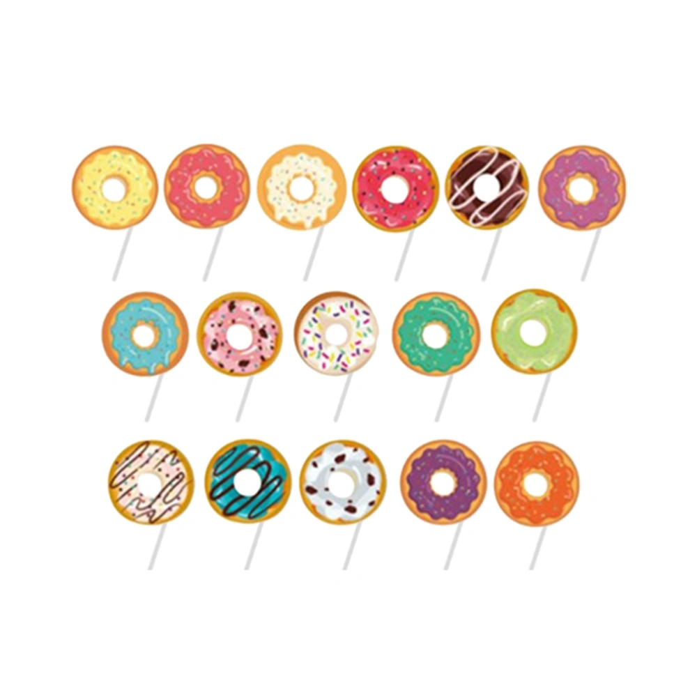 32PCS Doughnut Cake Toppers Party Dessert Cake Decoration Creative Cake Toppers (Doughnut)