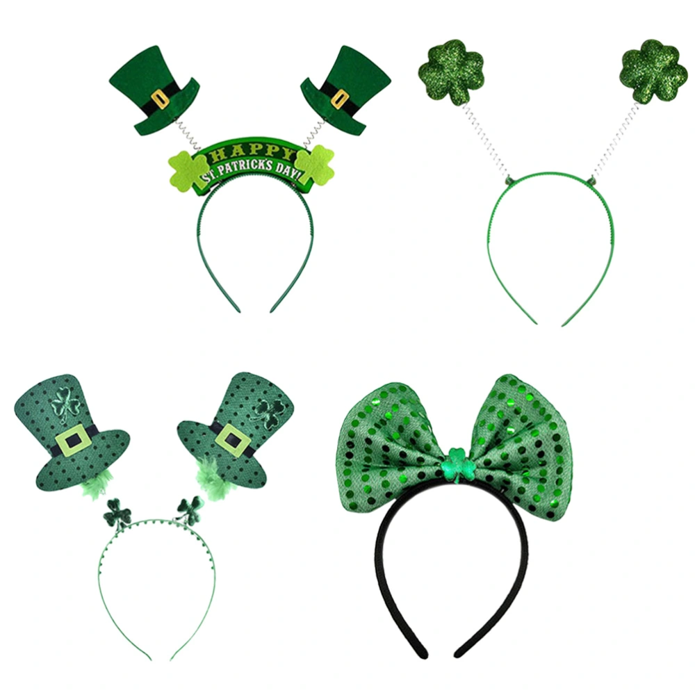 4Pcs Chic St. Patrick's Day Headbands Novelty Costume Green Hair Accessory