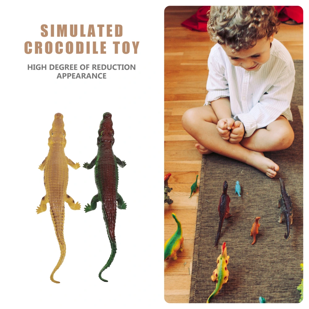 2Pcs Simulation Crocodile Model Playthings Plastic Screaming Crocodile Toys