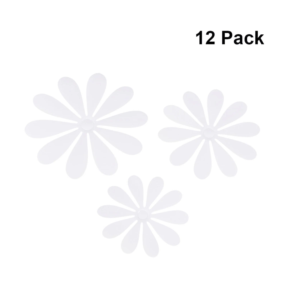 12pcs PVC 3D Decorative Flowers Decal Removable Wall Art Sticker for Home Decor and Wedding Party Decoration (White)