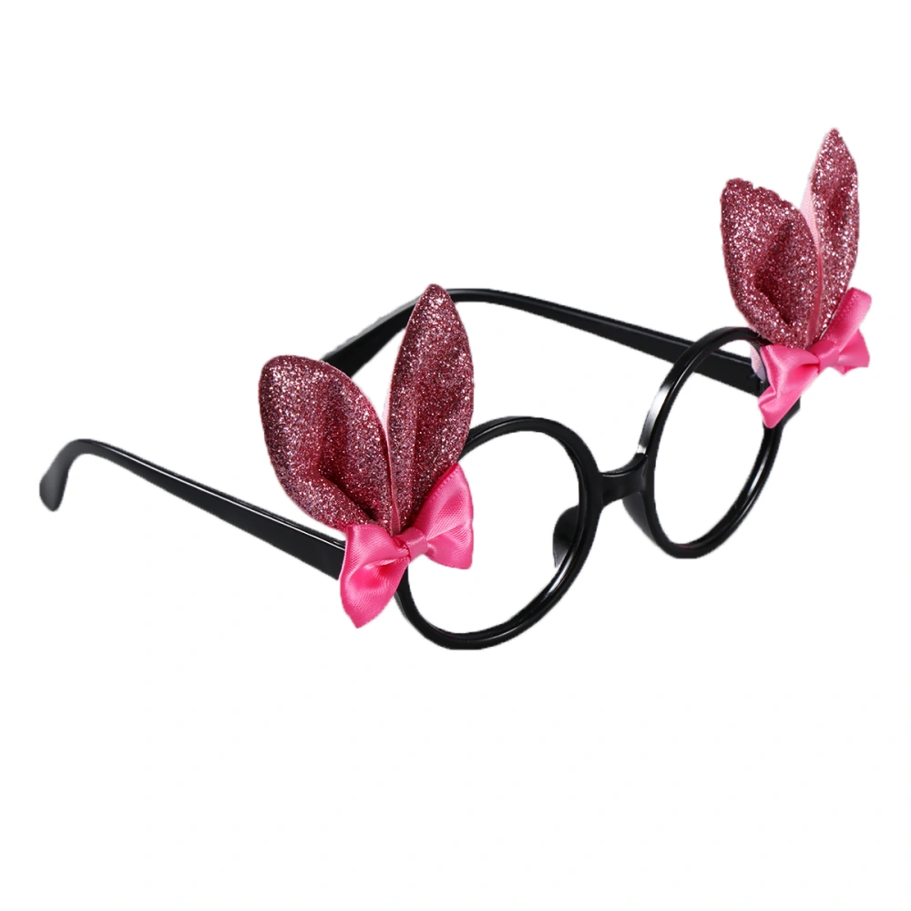 Easter Fancy Dress Bowknots Glitter Bunny Ears Funny Glasses Frames Easter Costume Accessory Novelty Sunglasses Party Decoration Gifts for Kids (Black Frame)