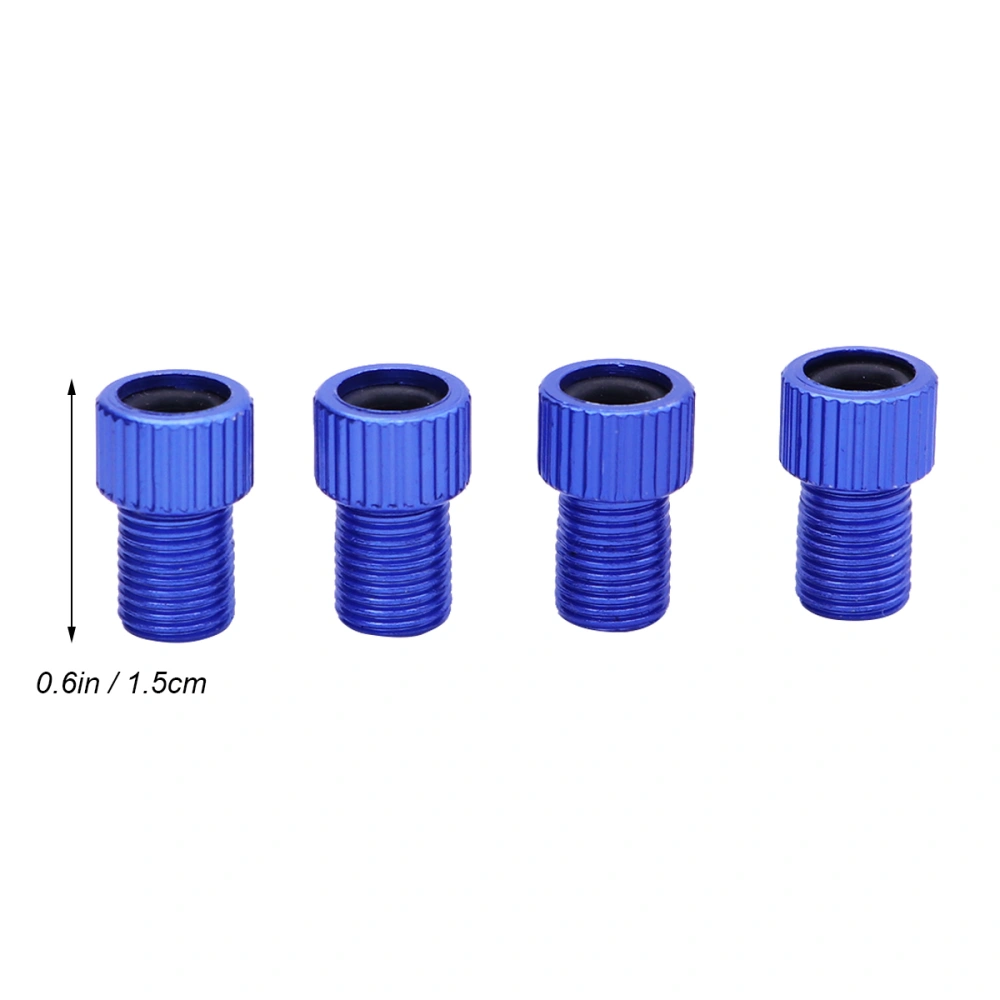 4 PCS Aluminum Alloy French Presta to Schrader Adapters Converters MTB Road Bike Mountain Bike Tube Pump Air Compressor Adapter Repair Tools (Blue)