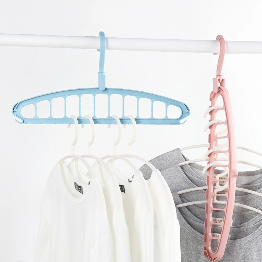 2Pcs Folding Storage Hangers Rotatable Hangers Anti-slip Clothes Drying Racks for Home Hotel (Light Blue)