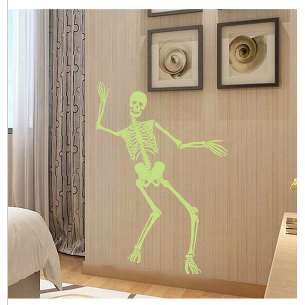 4Pcs Removeable Skull Luminous Wall Stickers Halloween Skeleton Decal Mural Art Stickers Glowing Decals