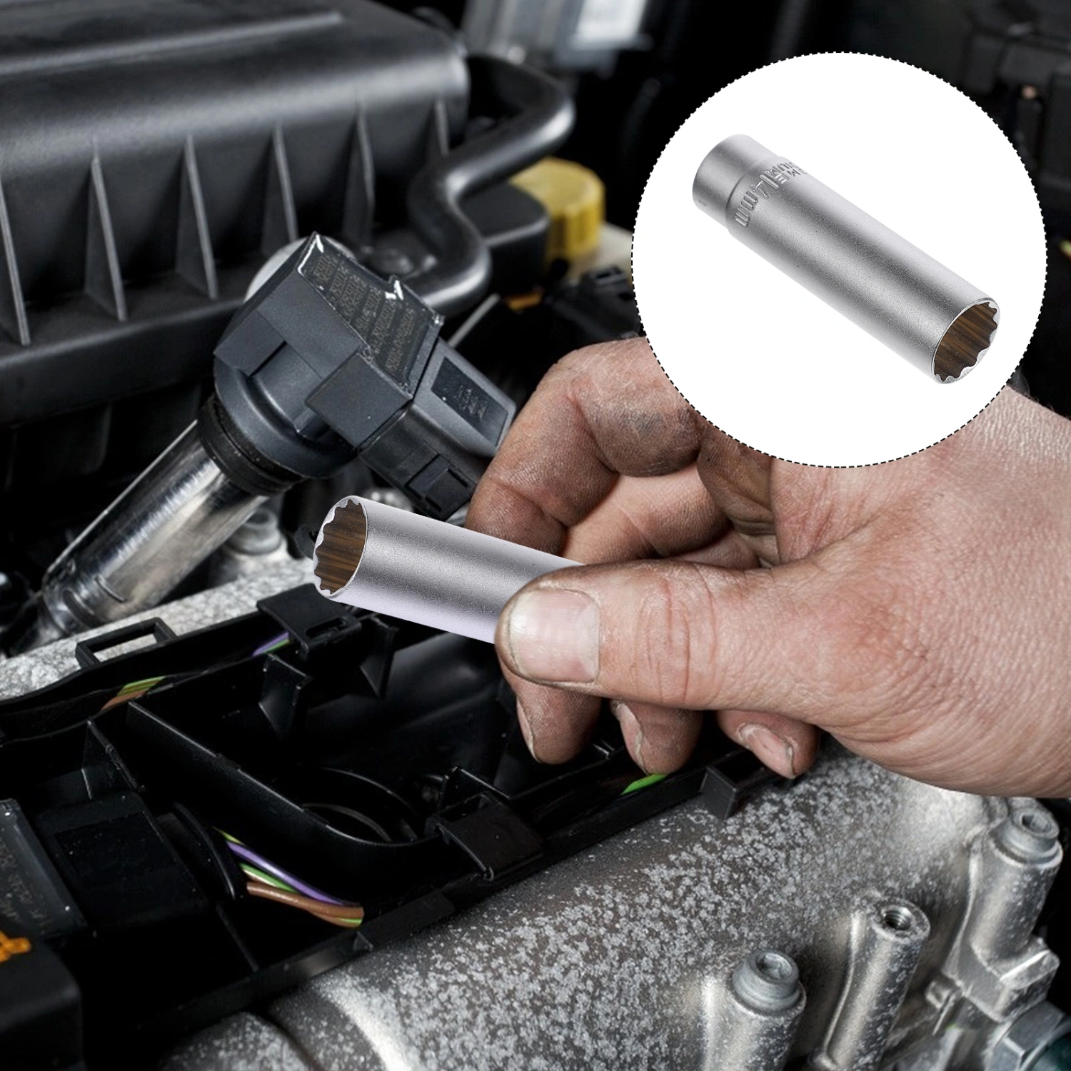 Durable Car Spark Plug Socket Car Spark Plug Removal Tool Car Supply (Silver)