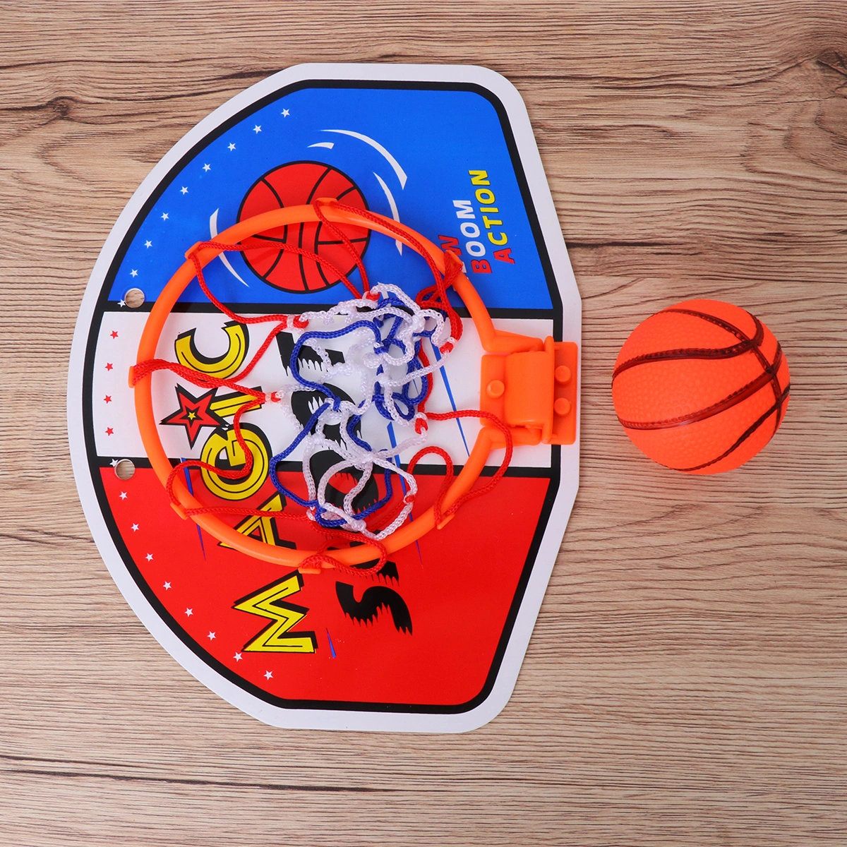 Kids Cartoon Hanging Wall Mounted Mini Basketball Set with Net Backboard Ball Pump Portable Educational Toy for Indoor Game Children (353-1)