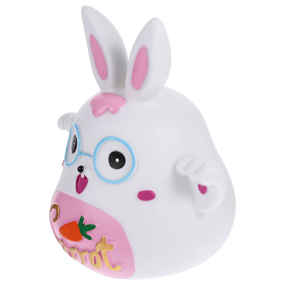 Unbreakable Piggy Bank Lovely Coin Bank Vinyl Rabbit Statue Bunny Money Saving Pot