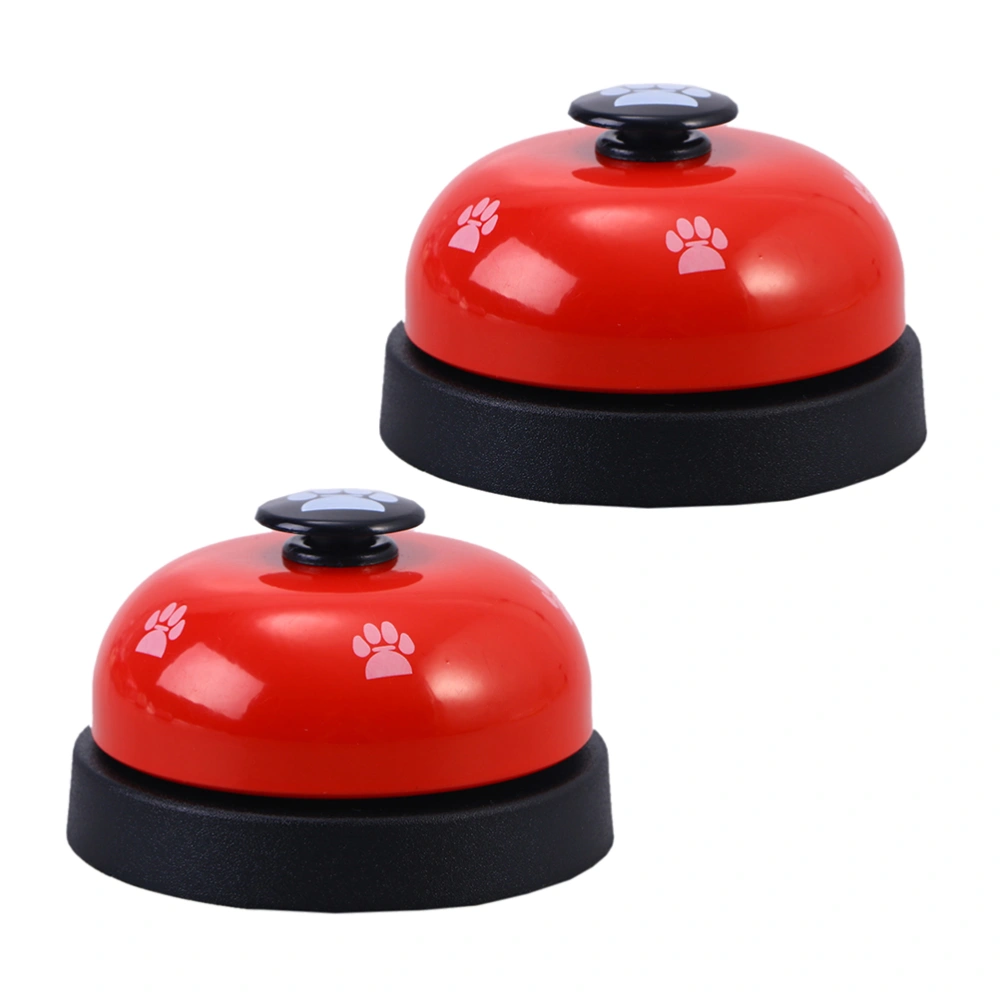 2pcs Pet Potty Dining Training Bells Footprint Pattern Communication Device for Dogs Puppy Cats (Red)