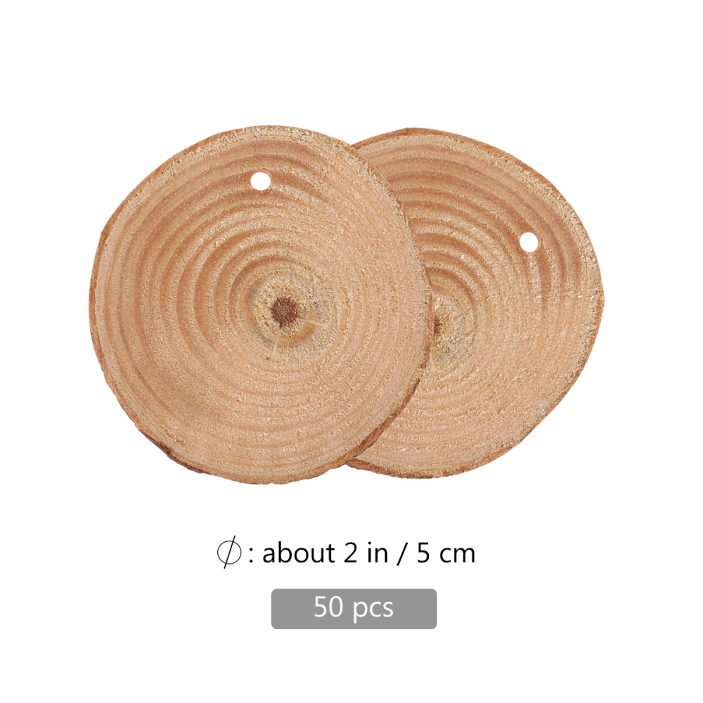 VORCOOL 50pcs 5-6CM Wood Log Slices Discs for DIY Crafts Wedding Centerpieces with 10M Jute Twine