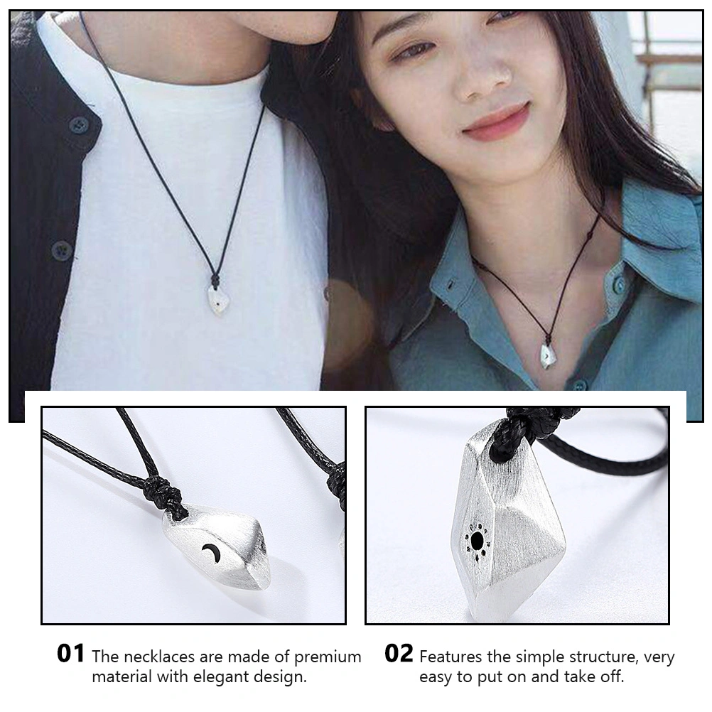 2pcs Lover Necklaces Moon Sun Necklaces Wish Stone Pendant Necklaces Jewelry