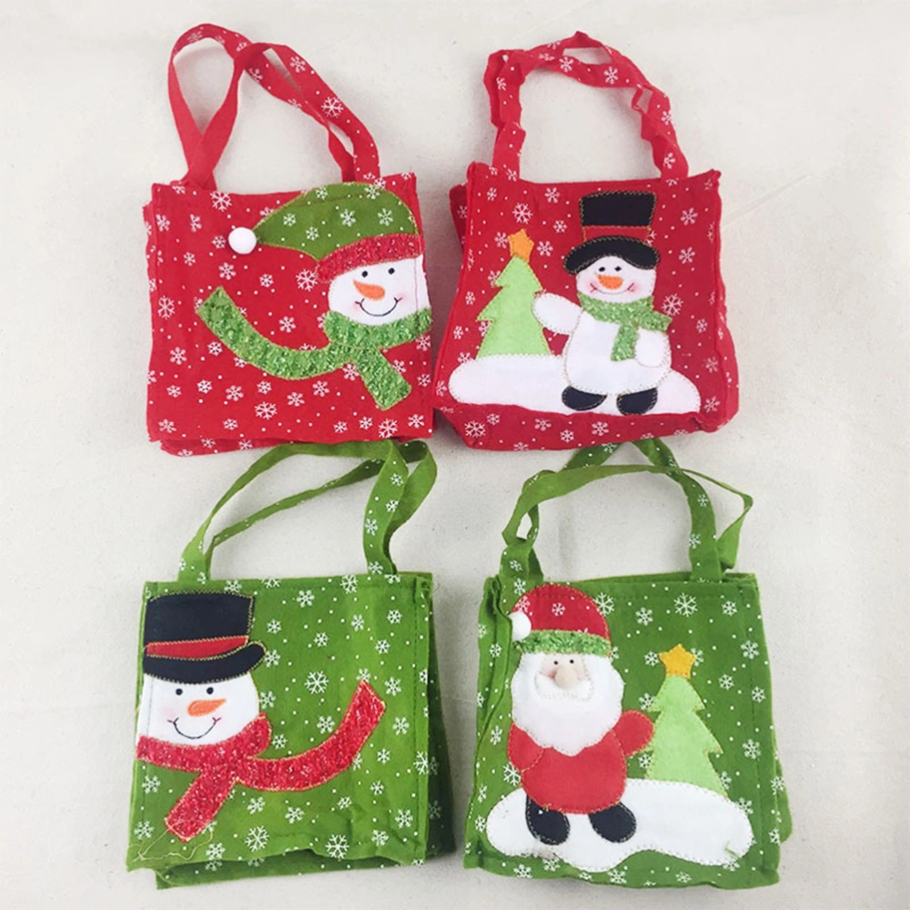 Santa Claus Snowman Gift Bag Kids Candy Bags Portable Christmas Handbag (Green Bag with Red Scarf)