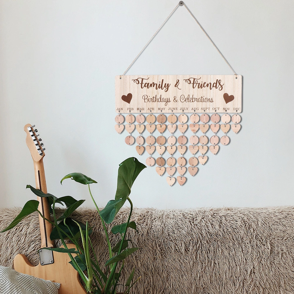 LIOOBO Nordic Style Calendar Famliy and Friends Birthdays and Celebrations Reminder Calendar Wooden DIY Calendar Birthday Anniversary Reminder Hanging Decorcation